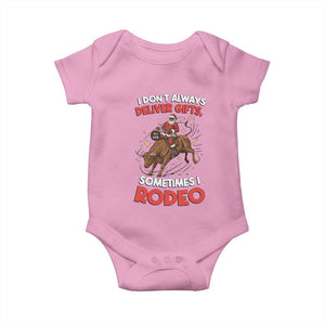Funny Black Santa Bull Riding Christmas Baby Onesie I Do Not Deliver Gifts I Rodeo TS12 Light Pink Print Your Wear