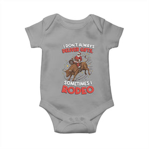 Funny Black Santa Bull Riding Christmas Baby Onesie I Do Not Deliver Gifts I Rodeo TS12 Sport Gray Print Your Wear