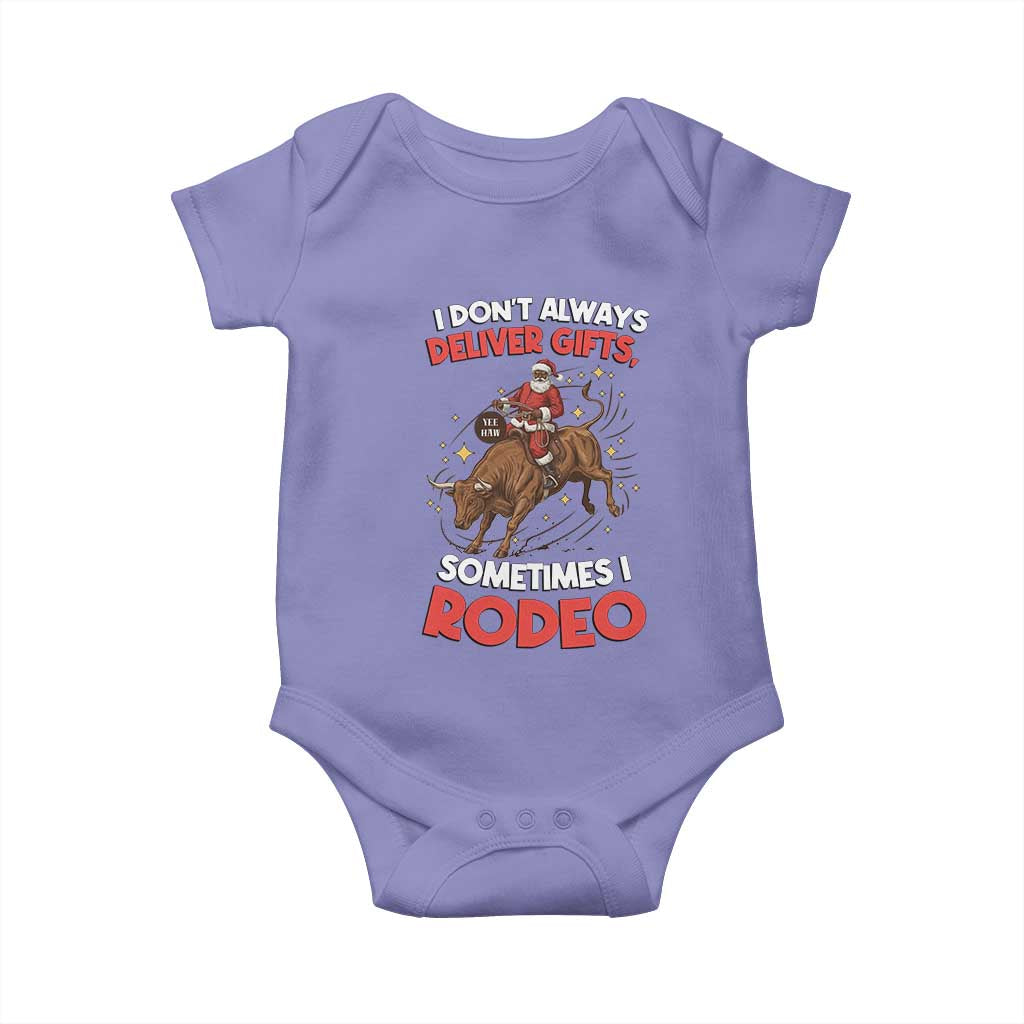 Funny Black Santa Bull Riding Christmas Baby Onesie I Do Not Deliver Gifts I Rodeo TS12 Violet Print Your Wear