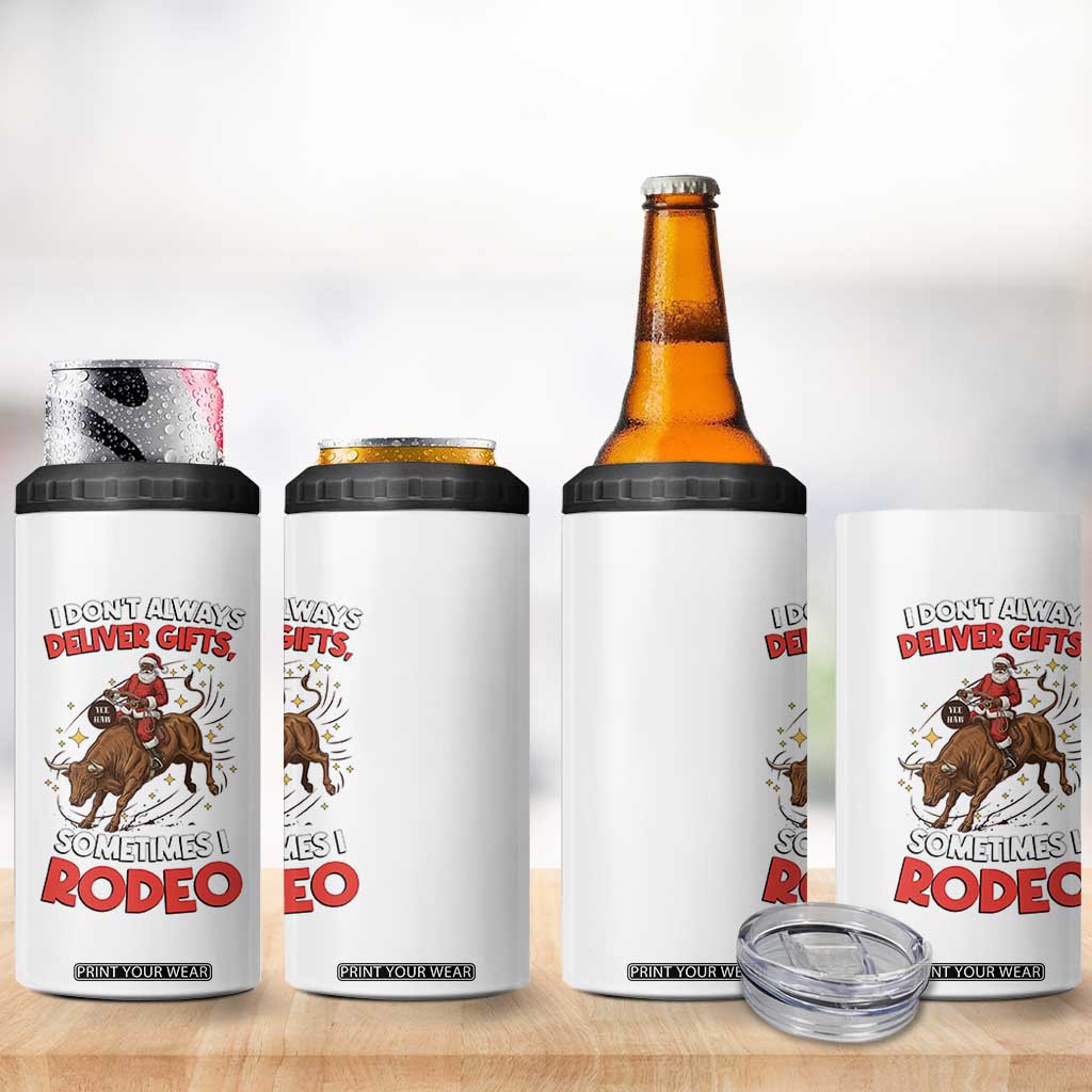 Funny Black Santa Bull Riding Christmas 4 in 1 Can Cooler Tumbler I Do Not Deliver Gifts I Rodeo TS12 Print Your Wear