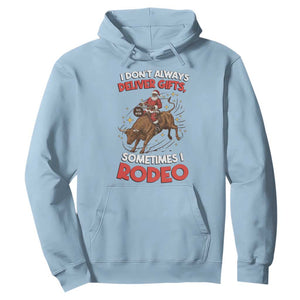 Funny Black Santa Bull Riding Christmas Hoodie I Do Not Deliver Gifts I Rodeo TS12 Light Blue Print Your Wear