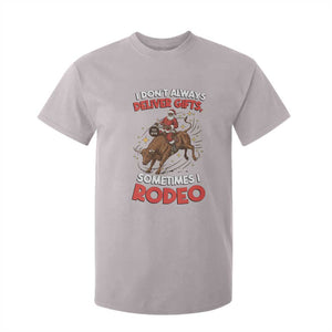 Funny Black Santa Bull Riding Christmas T Shirt For Kid I Do Not Deliver Gifts I Rodeo TS12 Ice Gray Print Your Wear