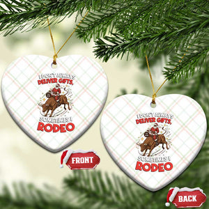Funny Black Santa Bull Riding Christmas Ceramic Ornament I Do Not Deliver Gifts I Rodeo TS12 Print Your Wear