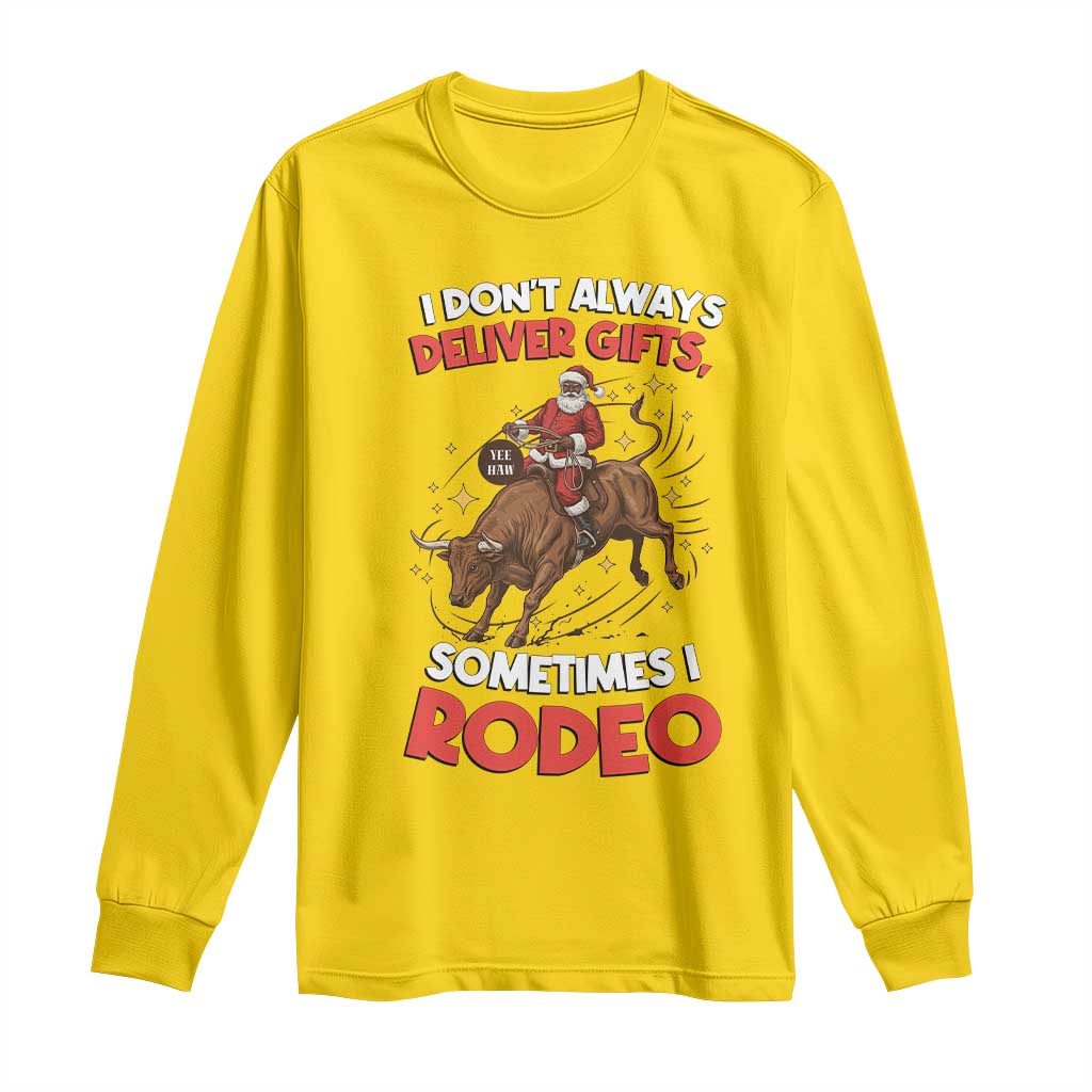 Funny Black Santa Bull Riding Christmas Long Sleeve Shirt I Do Not Deliver Gifts I Rodeo TS12 Daisy Print Your Wear