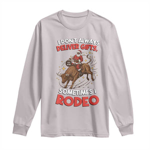 Funny Black Santa Bull Riding Christmas Long Sleeve Shirt I Do Not Deliver Gifts I Rodeo TS12 Ice Gray Print Your Wear