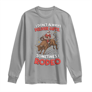 Funny Black Santa Bull Riding Christmas Long Sleeve Shirt I Do Not Deliver Gifts I Rodeo TS12 Sport Gray Print Your Wear