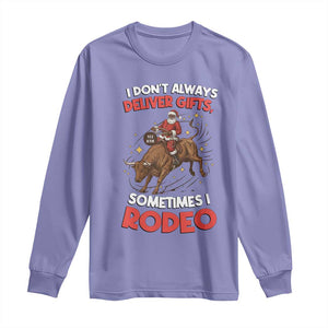Funny Black Santa Bull Riding Christmas Long Sleeve Shirt I Do Not Deliver Gifts I Rodeo TS12 Violet Print Your Wear
