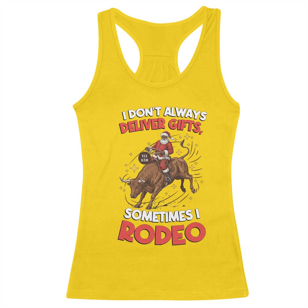Funny Black Santa Bull Riding Christmas Racerback Tank Top I Do Not Deliver Gifts I Rodeo TS12 Daisy Print Your Wear