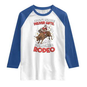 Funny Black Santa Bull Riding Christmas Raglan Shirt I Do Not Deliver Gifts I Rodeo TS12 White Royal Print Your Wear