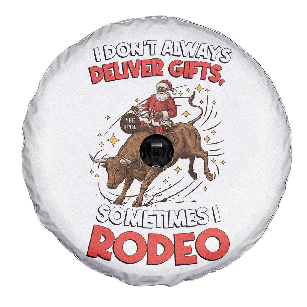 Funny Black Santa Bull Riding Christmas Spare Tire Cover I Do Not Deliver Gifts I Rodeo TS12 Print Your Wear