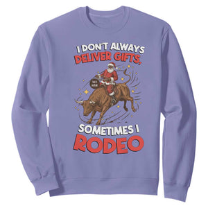 Funny Black Santa Bull Riding Christmas Sweatshirt I Do Not Deliver Gifts I Rodeo TS12 Violet Print Your Wear