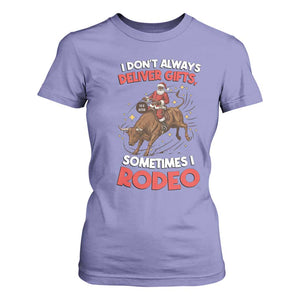 Funny Black Santa Bull Riding Christmas T Shirt For Women I Do Not Deliver Gifts I Rodeo TS12 Violet Print Your Wear