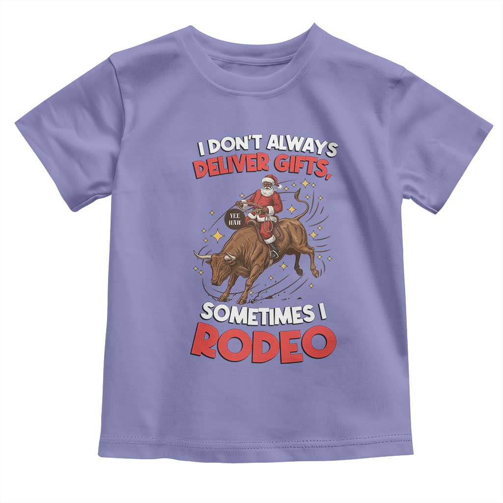 Funny Black Santa Bull Riding Christmas Toddler T Shirt I Do Not Deliver Gifts I Rodeo TS12 Violet Print Your Wear