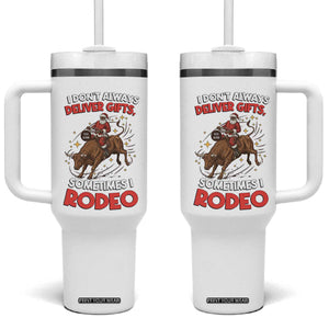 Funny Black Santa Bull Riding Christmas Tumbler With Handle I Do Not Deliver Gifts I Rodeo TS12 One Size: 40 oz White Print Your Wear