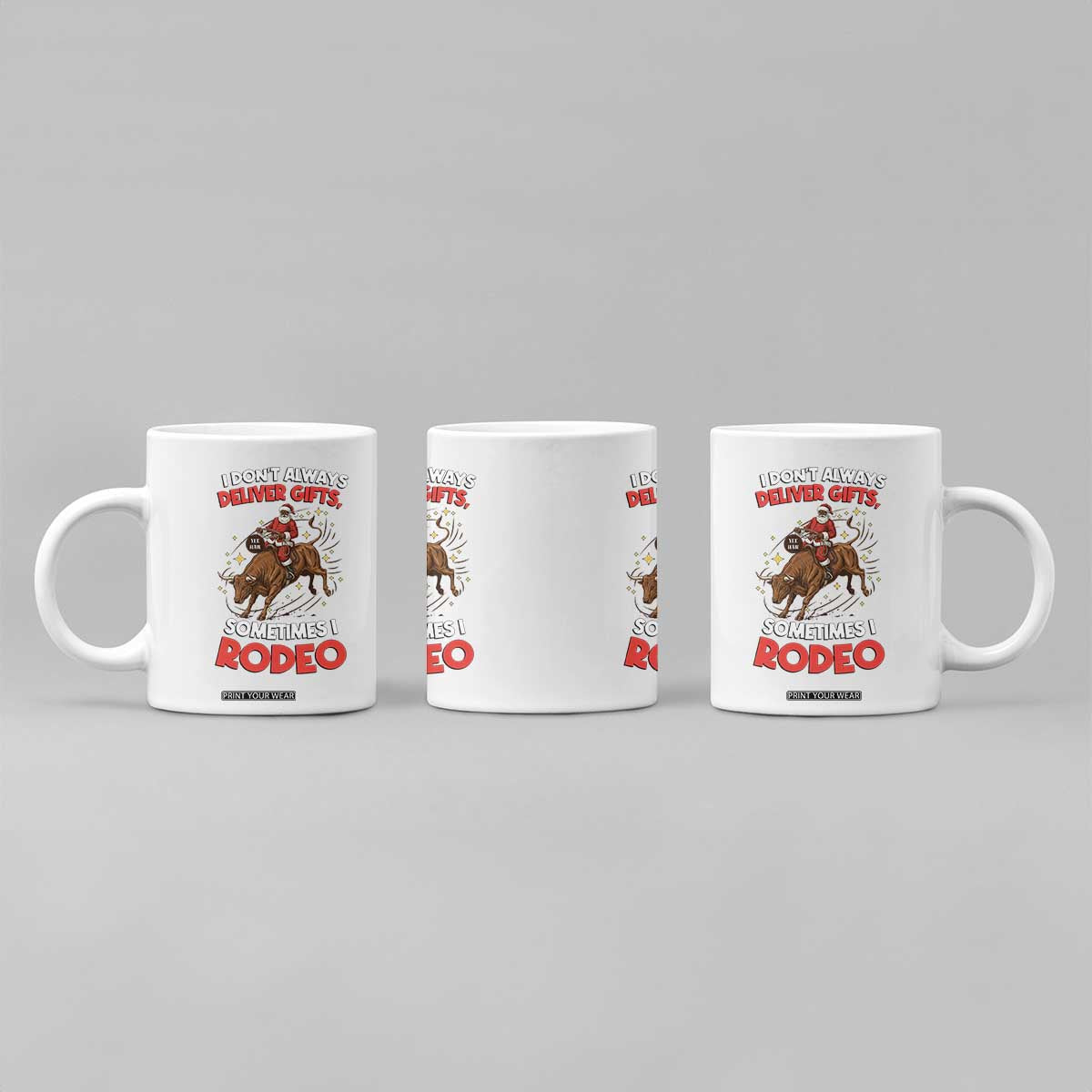 Funny Black Santa Bull Riding Christmas Coffee Mug I Do Not Deliver Gifts I Rodeo TS12 Print Your Wear