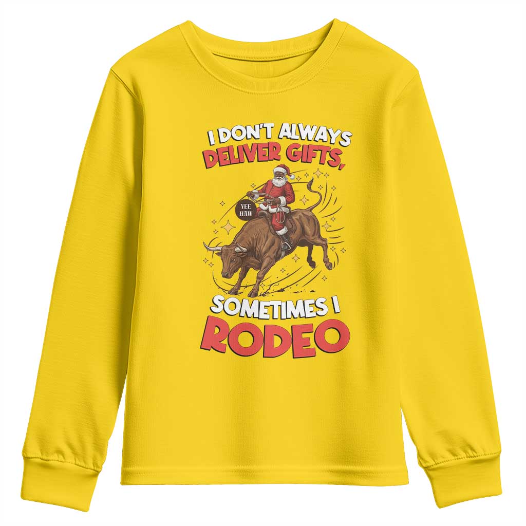 Funny Black Santa Bull Riding Christmas Youth Sweatshirt I Do Not Deliver Gifts I Rodeo TS12 Daisy Print Your Wear