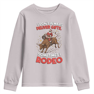 Funny Black Santa Bull Riding Christmas Youth Sweatshirt I Do Not Deliver Gifts I Rodeo TS12 Ice Gray Print Your Wear