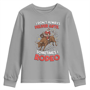 Funny Black Santa Bull Riding Christmas Youth Sweatshirt I Do Not Deliver Gifts I Rodeo TS12 Sport Gray Print Your Wear