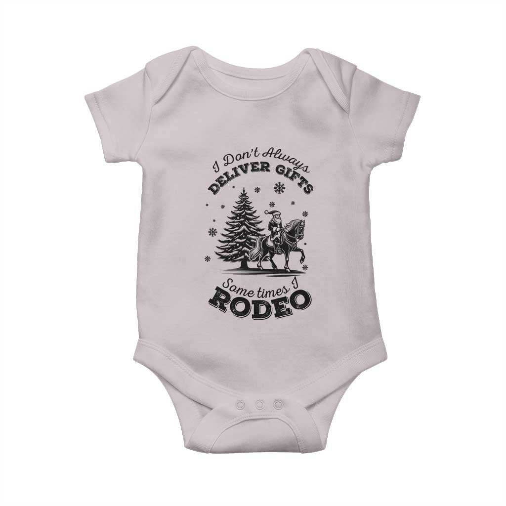 Funny Santa Cowboy Christmas Baby Onesie I Do Not Deliver Gifts I Rodeo TS12 Ice Gray Print Your Wear