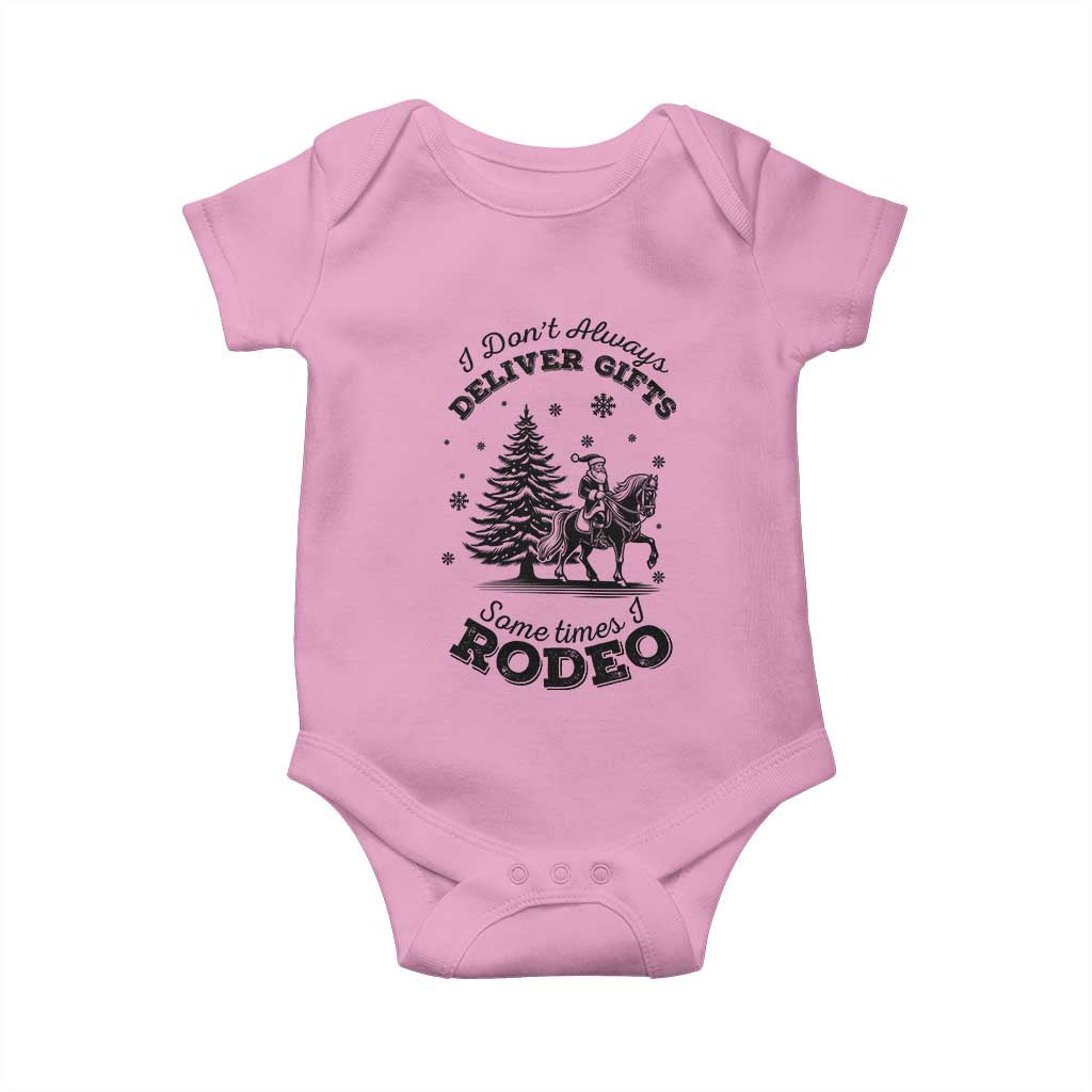 Funny Santa Cowboy Christmas Baby Onesie I Do Not Deliver Gifts I Rodeo TS12 Light Pink Print Your Wear