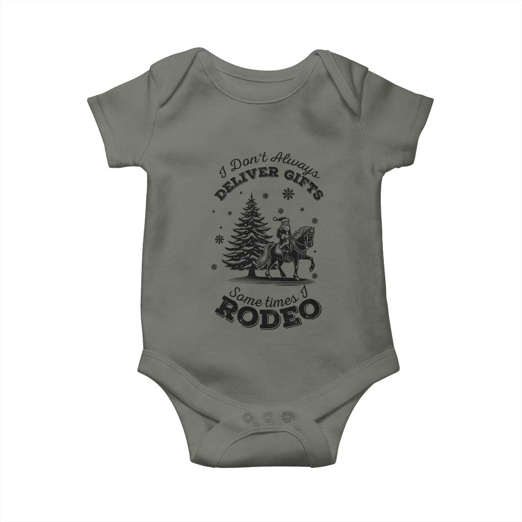 Funny Santa Cowboy Christmas Baby Onesie I Do Not Deliver Gifts I Rodeo TS12 Military Green Print Your Wear