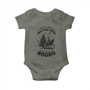 Funny Santa Cowboy Christmas Baby Onesie I Do Not Deliver Gifts I Rodeo TS12 Military Green Print Your Wear