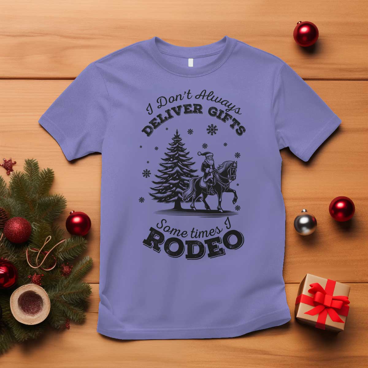 Funny Santa Cowboy Christmas T Shirt I Do Not Deliver Gifts I Rodeo TS12 Violet Print Your Wear