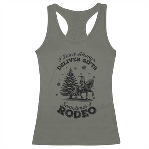 Funny Santa Cowboy Christmas Racerback Tank Top I Do Not Deliver Gifts I Rodeo TS12 Military Green Print Your Wear