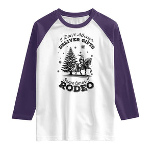 Funny Santa Cowboy Christmas Raglan Shirt I Do Not Deliver Gifts I Rodeo TS12 White Purple Print Your Wear