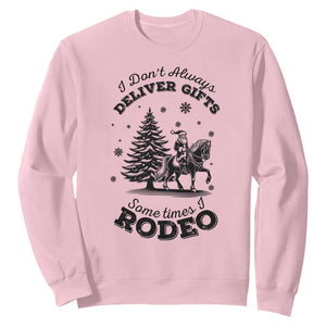 Funny Santa Cowboy Christmas Sweatshirt I Do Not Deliver Gifts I Rodeo TS12 Light Pink Print Your Wear