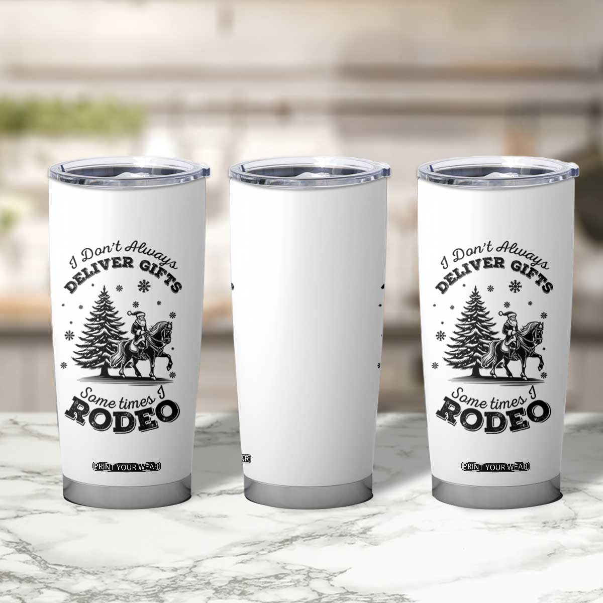 Funny Santa Cowboy Christmas Tumbler Cup I Do Not Deliver Gifts I Rodeo TS12 Print Your Wear