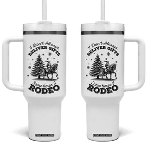 Funny Santa Cowboy Christmas Tumbler With Handle I Do Not Deliver Gifts I Rodeo TS12 One Size: 40 oz White Print Your Wear