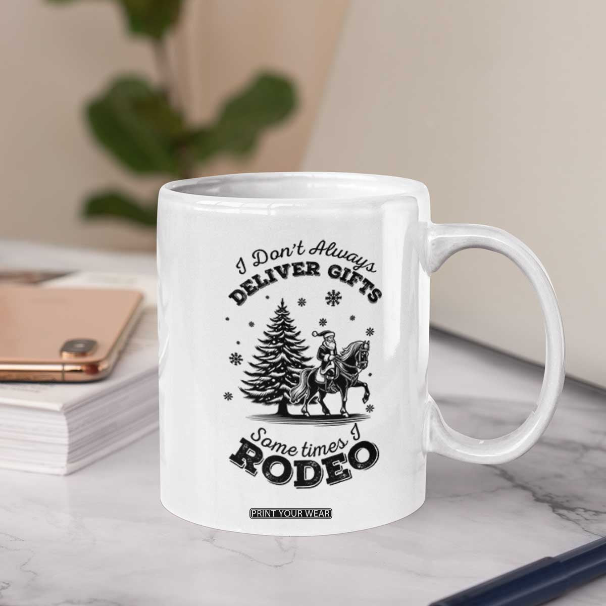 Funny Santa Cowboy Christmas Coffee Mug I Do Not Deliver Gifts I Rodeo TS12 Print Your Wear