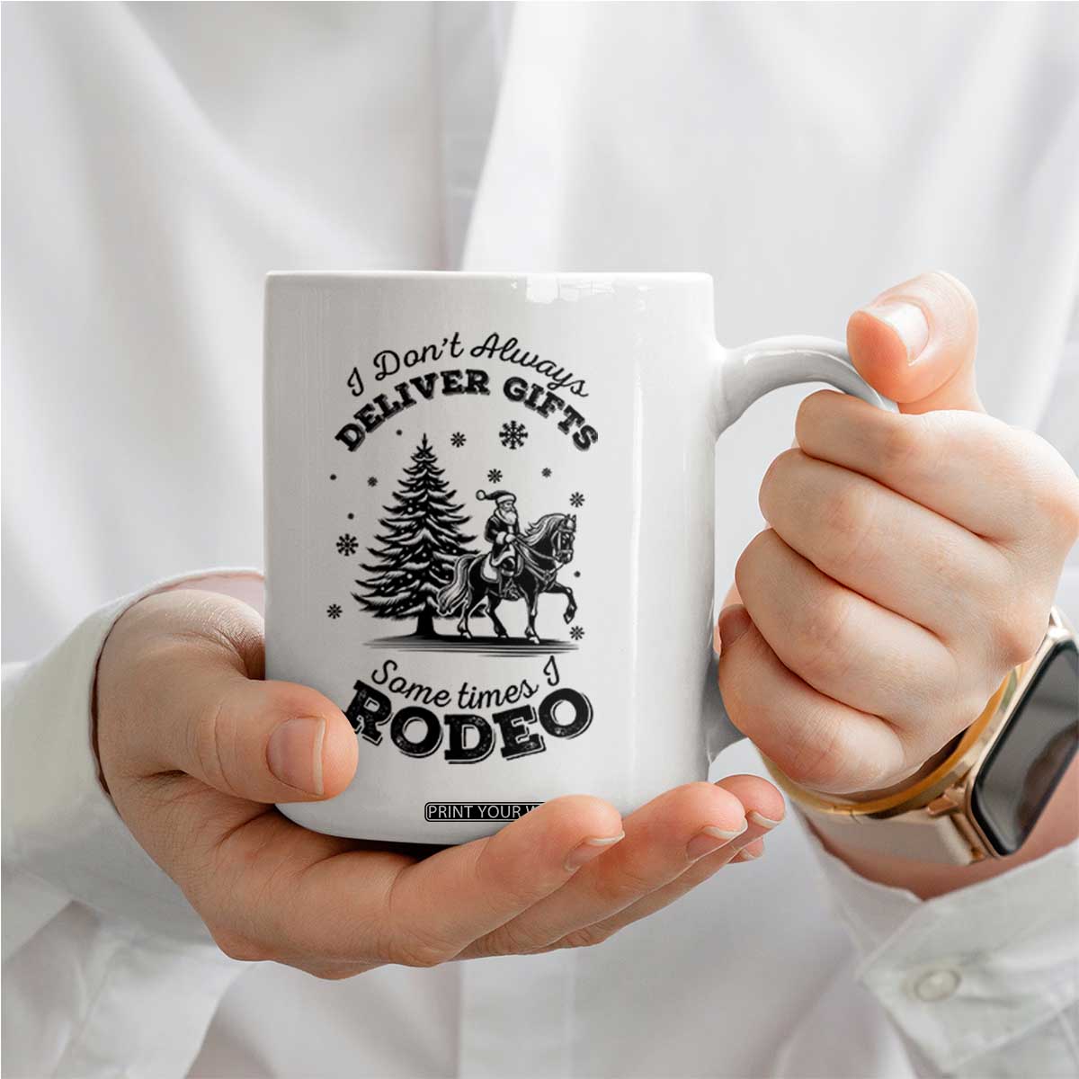 Funny Santa Cowboy Christmas Coffee Mug I Do Not Deliver Gifts I Rodeo TS12 Print Your Wear