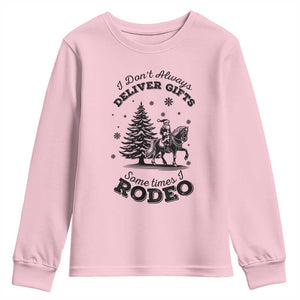 Funny Santa Cowboy Christmas Youth Sweatshirt I Do Not Deliver Gifts I Rodeo TS12 Light Pink Print Your Wear