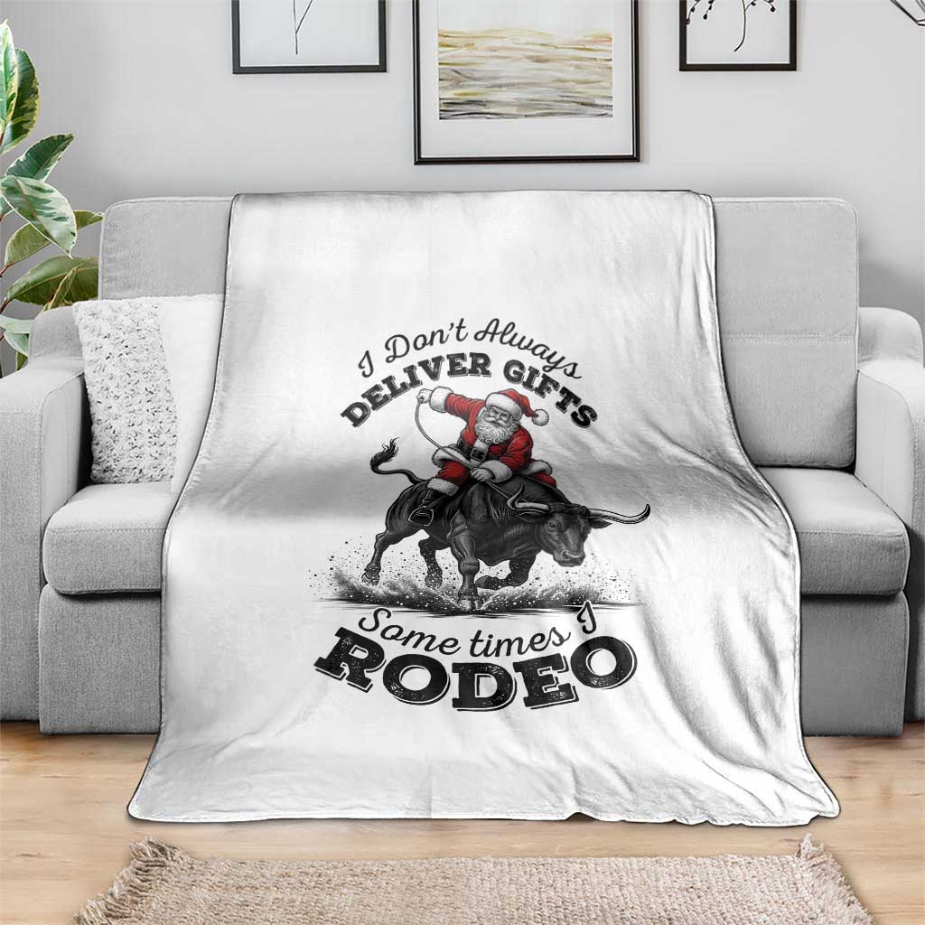 Funny Black Santa Cowboy Bull Rider Christmas Throw Blanket I Do Not Deliver Gifts I Rodeo TS12 Print Your Wear