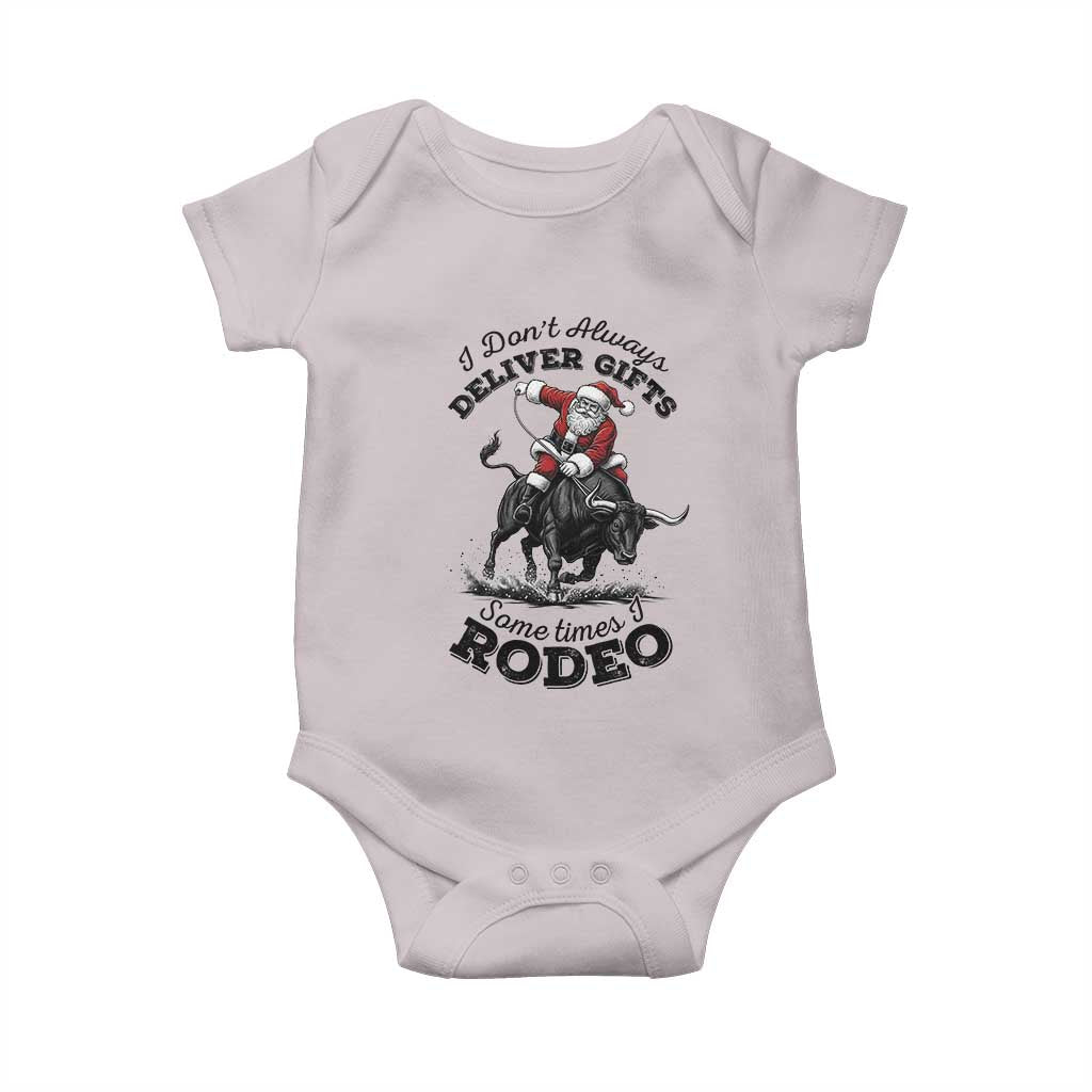 Funny Black Santa Cowboy Bull Rider Christmas Baby Onesie I Do Not Deliver Gifts I Rodeo TS12 Ice Gray Print Your Wear