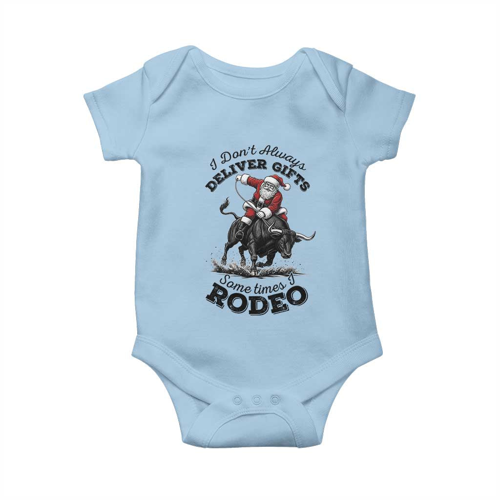 Funny Black Santa Cowboy Bull Rider Christmas Baby Onesie I Do Not Deliver Gifts I Rodeo TS12 Light Blue Print Your Wear