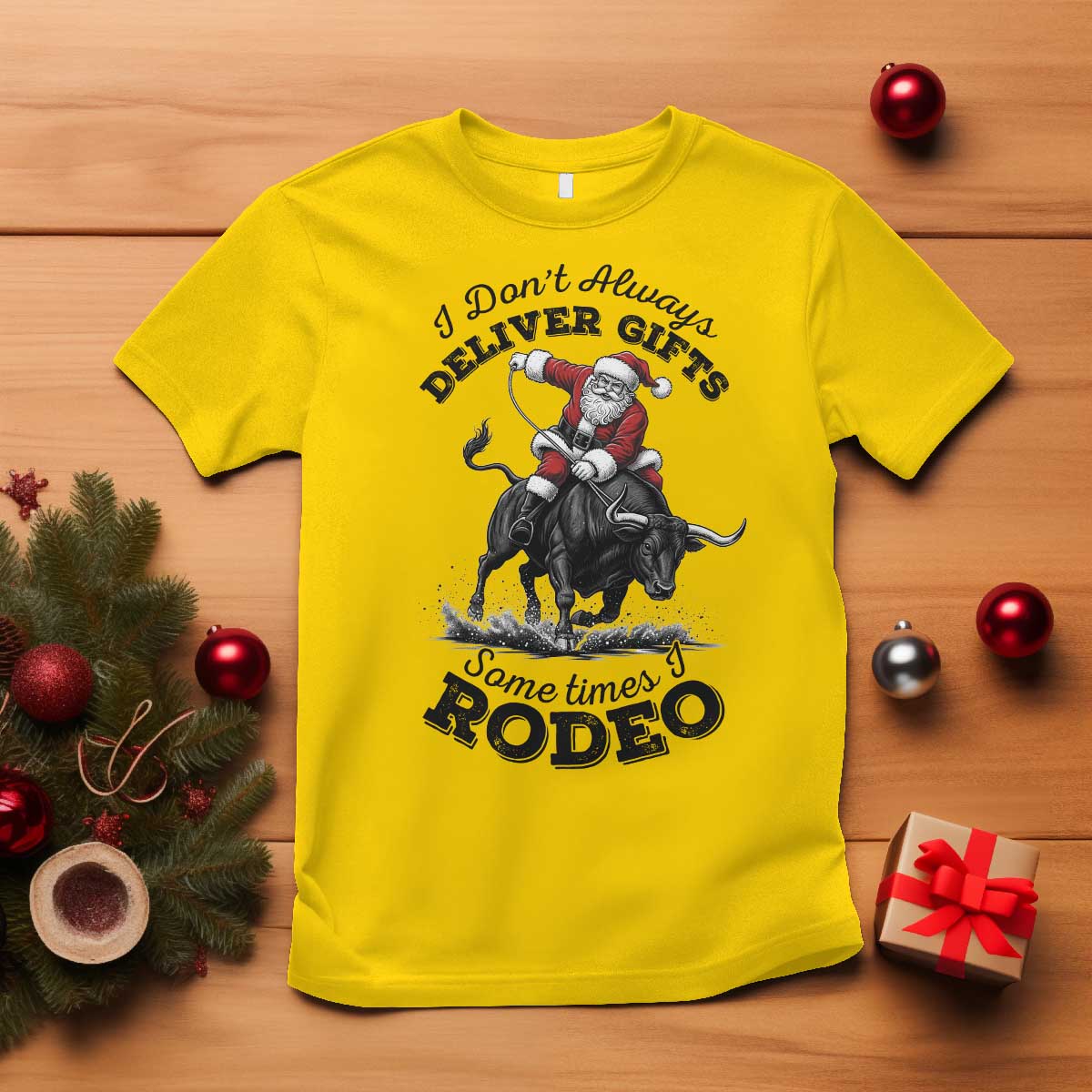 Funny Black Santa Cowboy Bull Rider Christmas T Shirt I Do Not Deliver Gifts I Rodeo TS12 Daisy Print Your Wear