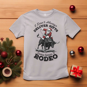 Funny Black Santa Cowboy Bull Rider Christmas T Shirt I Do Not Deliver Gifts I Rodeo TS12 Ice Gray Print Your Wear