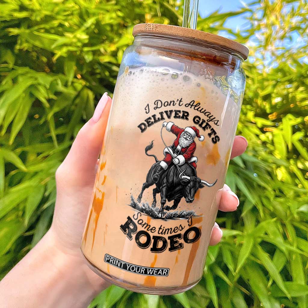 Funny Black Santa Cowboy Bull Rider Christmas Glass Can I Do Not Deliver Gifts I Rodeo TS12 White Print Your Wear