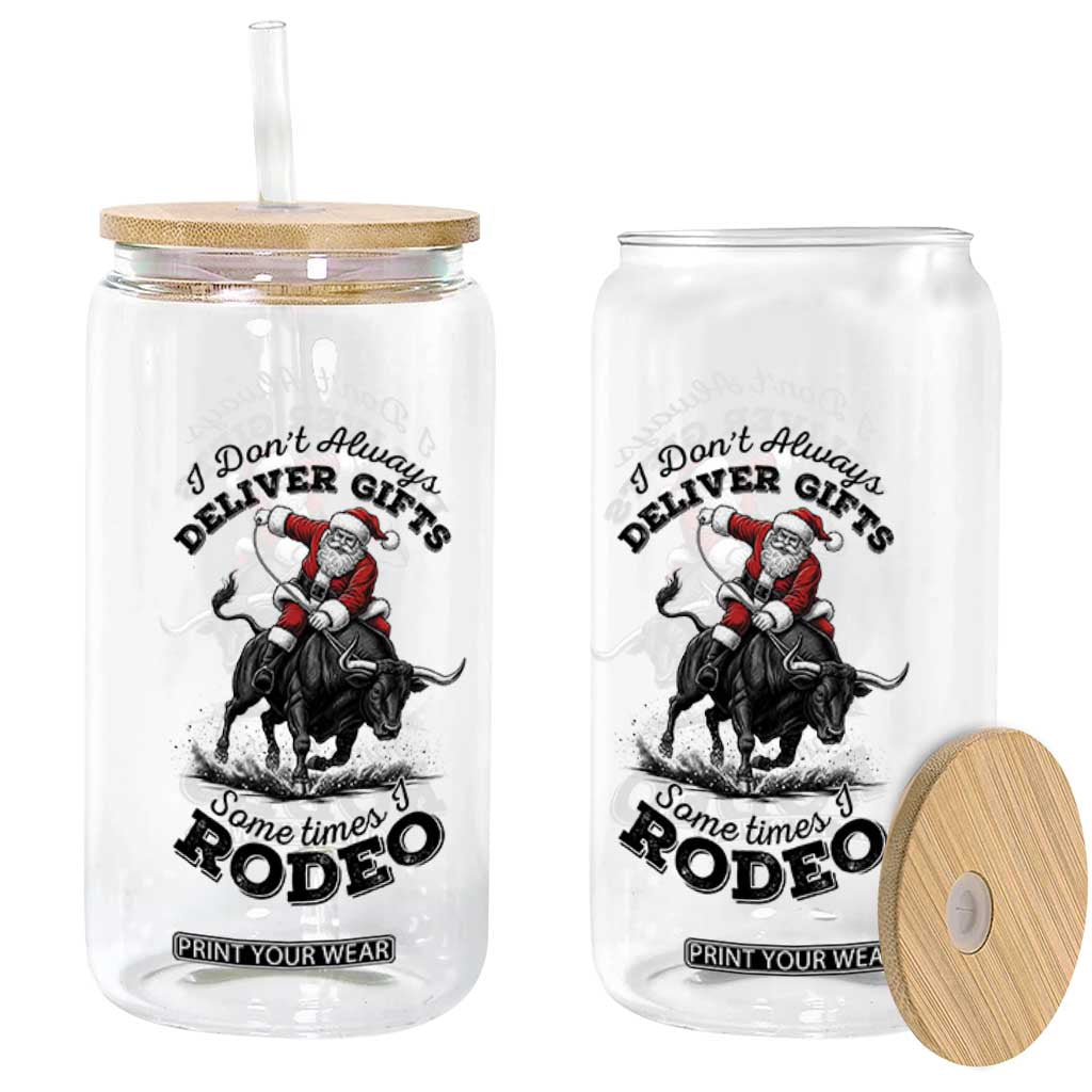 Funny Black Santa Cowboy Bull Rider Christmas Glass Can I Do Not Deliver Gifts I Rodeo TS12 Print Your Wear