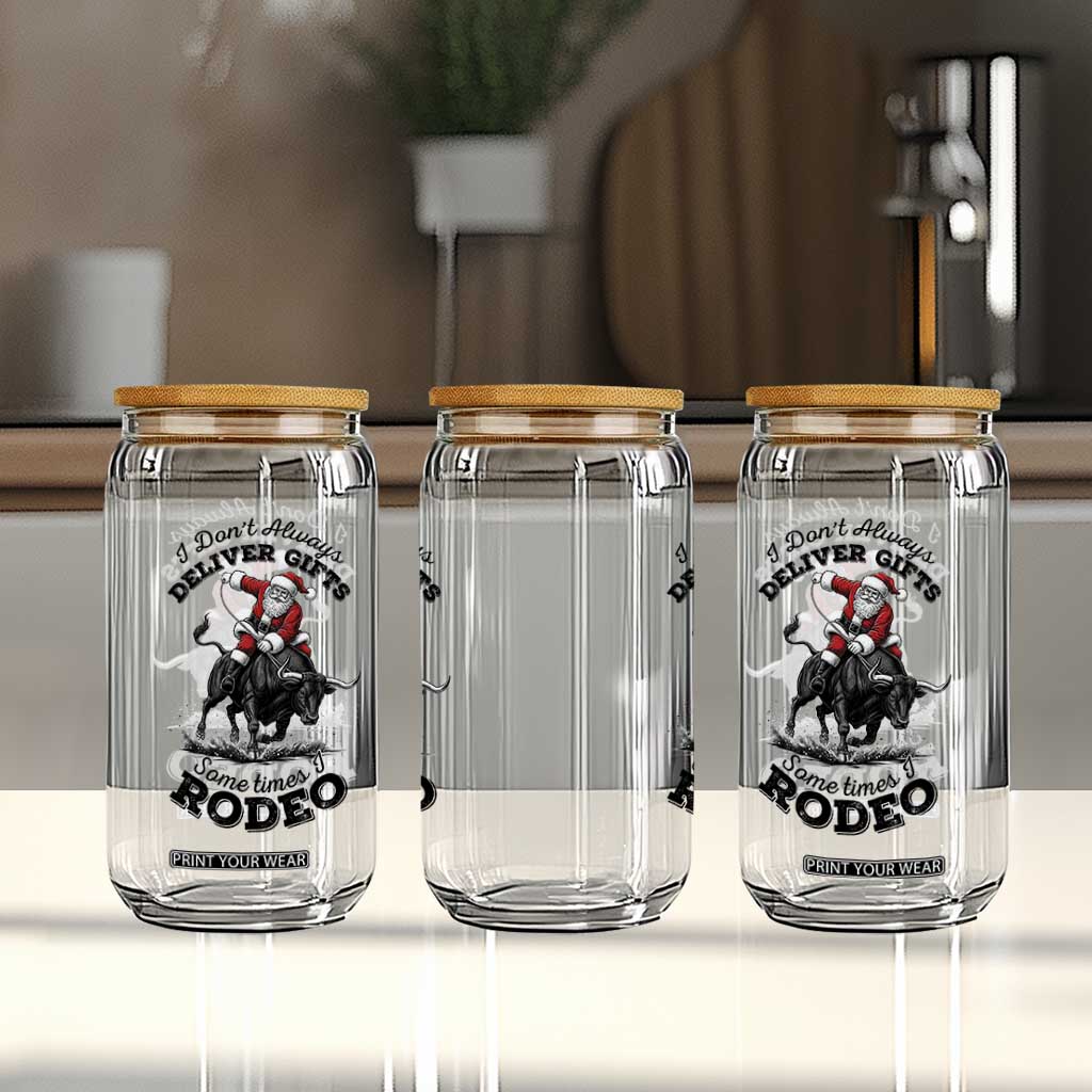 Funny Black Santa Cowboy Bull Rider Christmas Glass Can I Do Not Deliver Gifts I Rodeo TS12 Print Your Wear