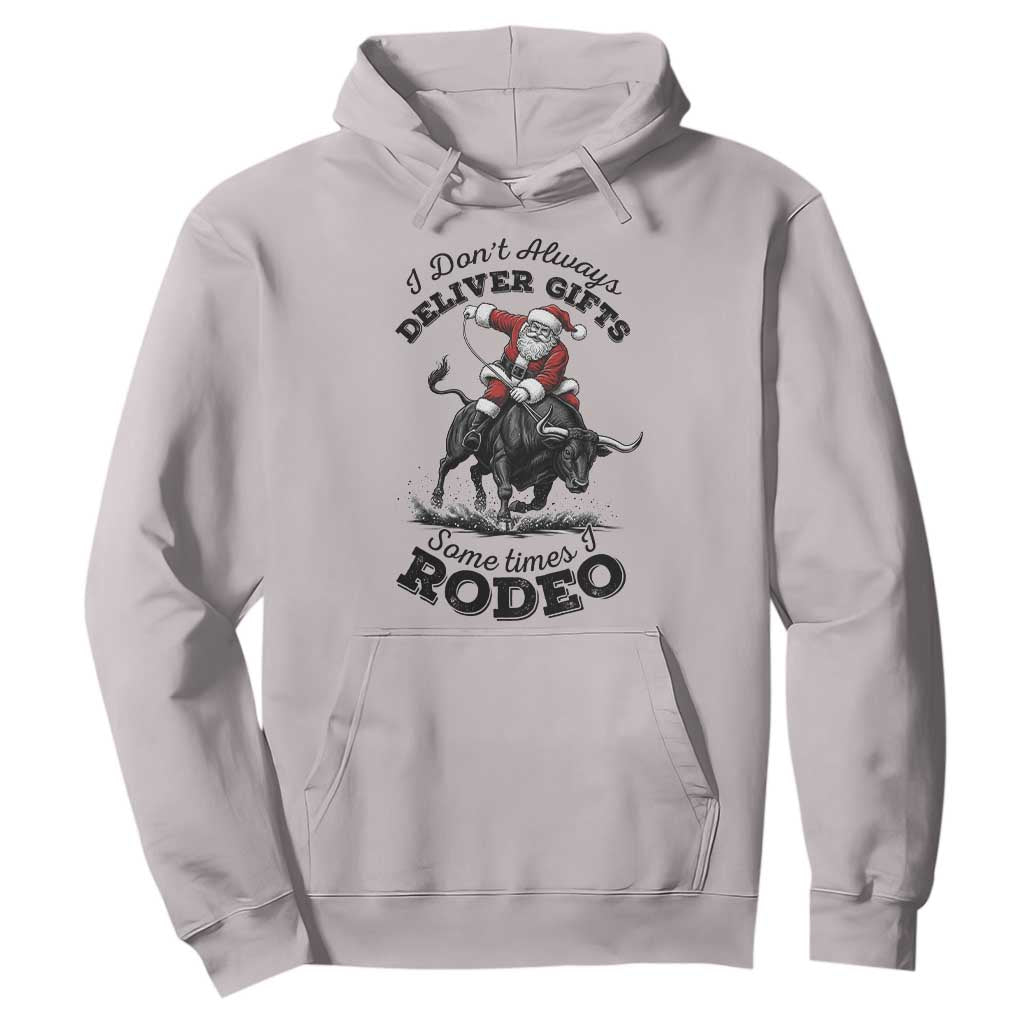 Funny Black Santa Cowboy Bull Rider Christmas Hoodie I Do Not Deliver Gifts I Rodeo TS12 Ice Gray Print Your Wear