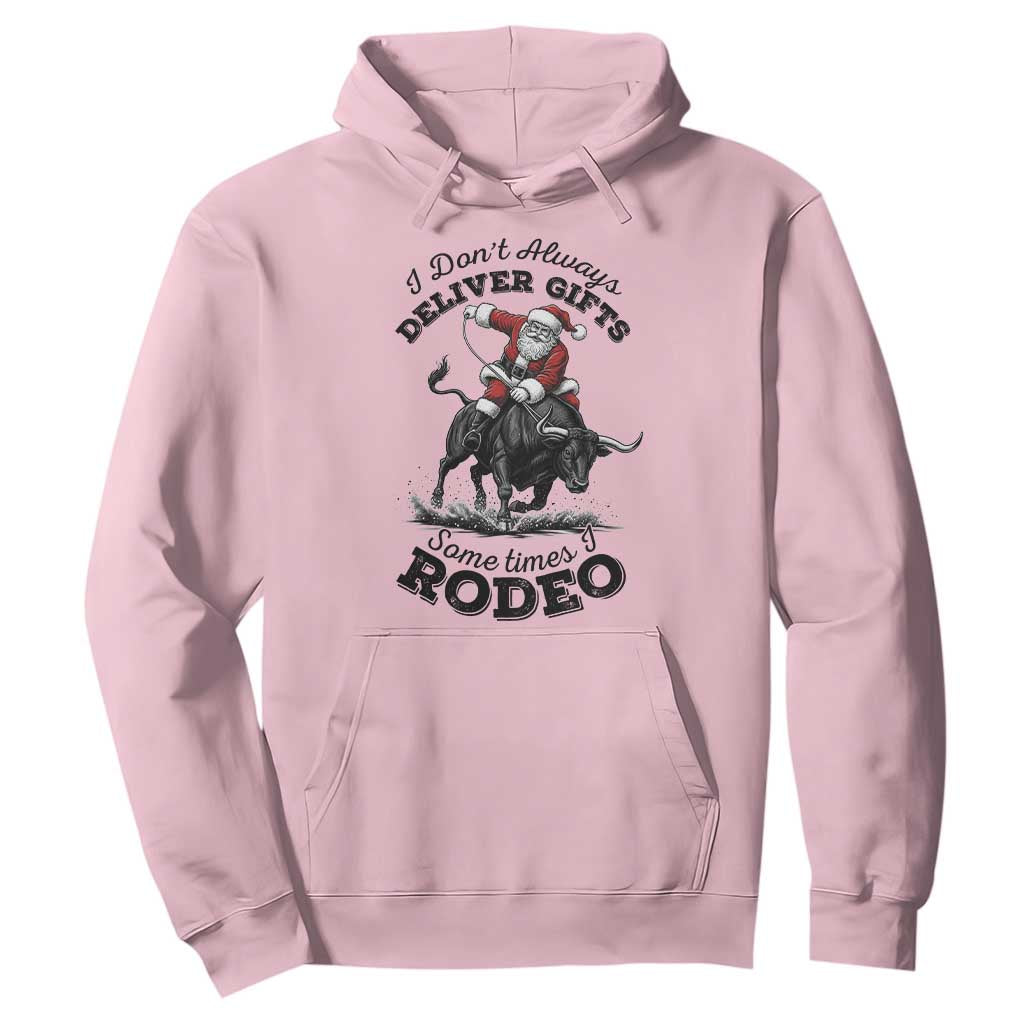 Funny Black Santa Cowboy Bull Rider Christmas Hoodie I Do Not Deliver Gifts I Rodeo TS12 Light Pink Print Your Wear