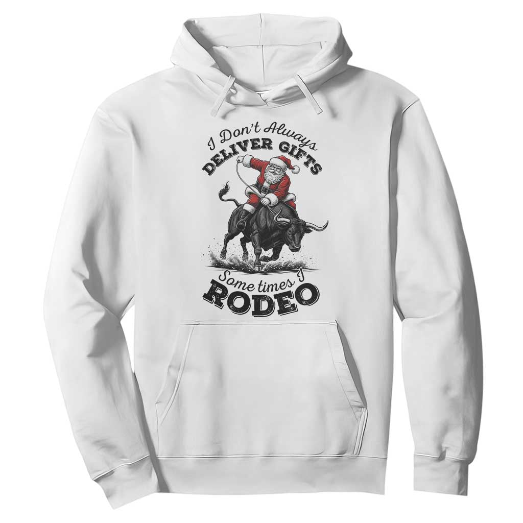 Funny Black Santa Cowboy Bull Rider Christmas Hoodie I Do Not Deliver Gifts I Rodeo TS12 White Print Your Wear