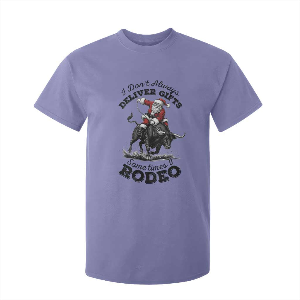 Funny Black Santa Cowboy Bull Rider Christmas T Shirt For Kid I Do Not Deliver Gifts I Rodeo TS12 Violet Print Your Wear