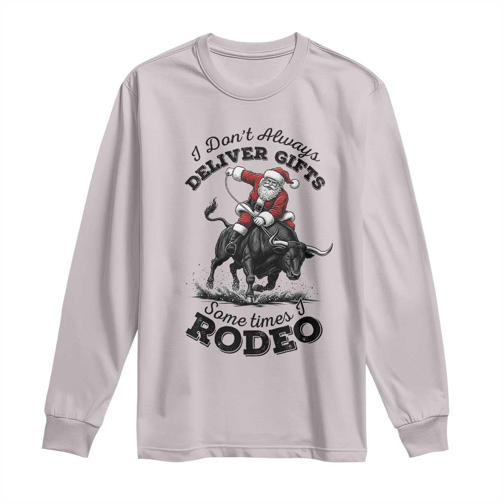 Funny Black Santa Cowboy Bull Rider Christmas Long Sleeve Shirt I Do Not Deliver Gifts I Rodeo TS12 Ice Gray Print Your Wear