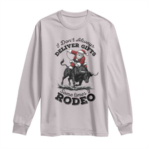 Funny Black Santa Cowboy Bull Rider Christmas Long Sleeve Shirt I Do Not Deliver Gifts I Rodeo TS12 Ice Gray Print Your Wear
