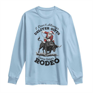Funny Black Santa Cowboy Bull Rider Christmas Long Sleeve Shirt I Do Not Deliver Gifts I Rodeo TS12 Light Blue Print Your Wear